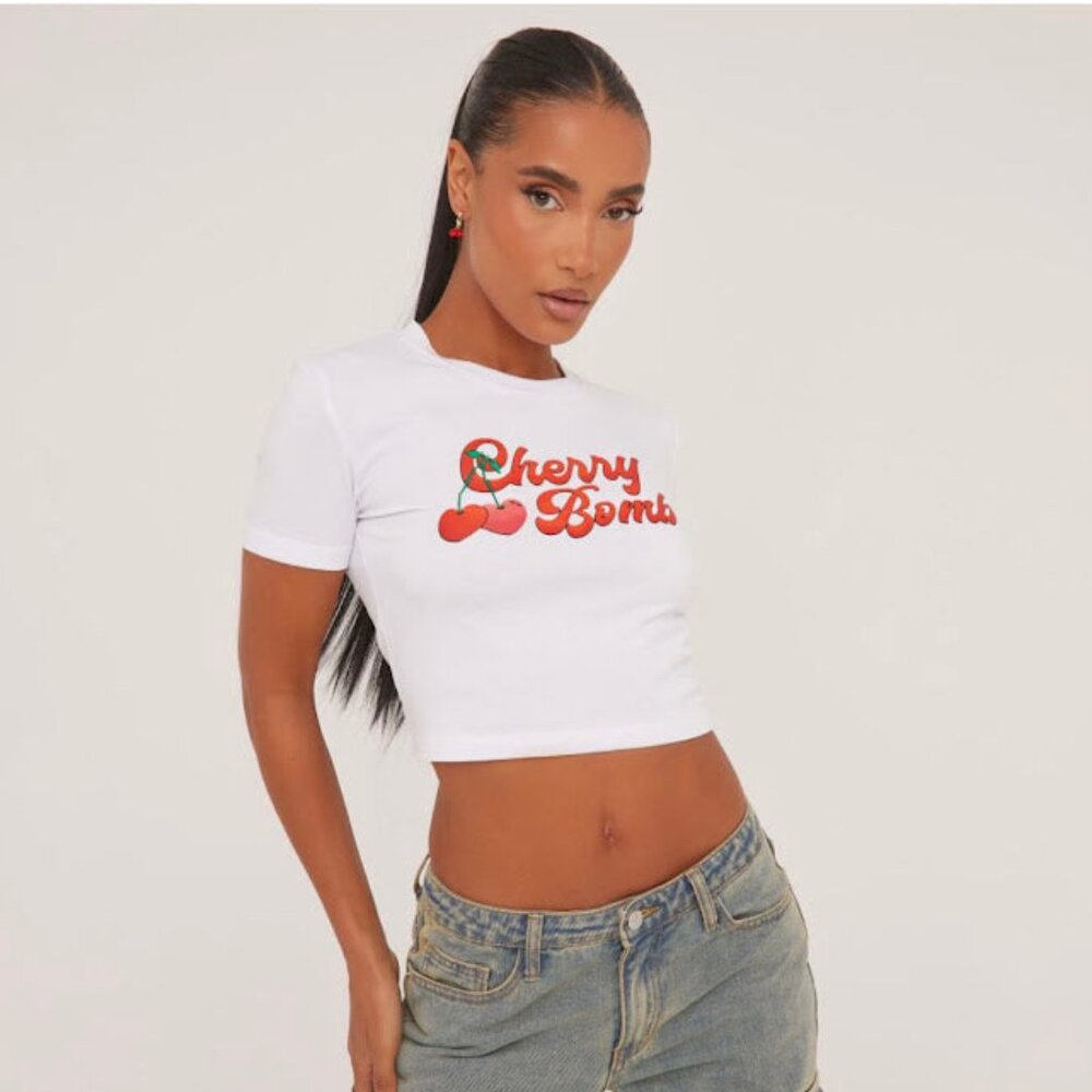 white crop top cherry bomb